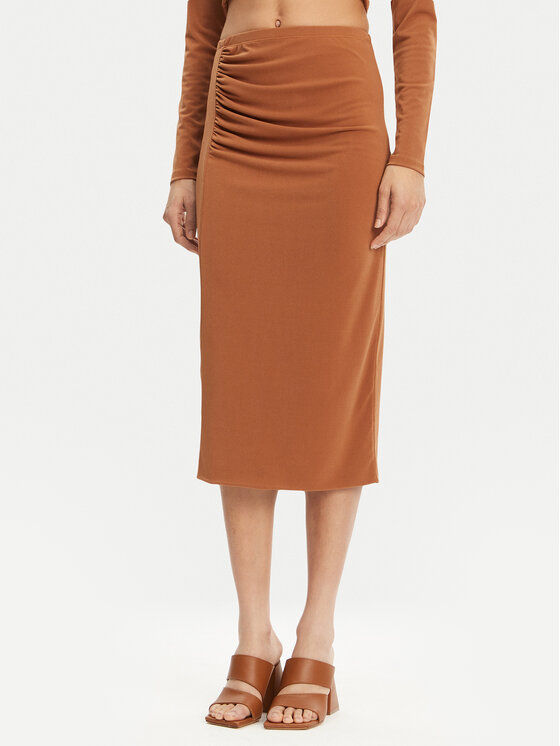 ViCOLO ViCOLO Midi sukně UD0010 Hnědá Regular Fit
