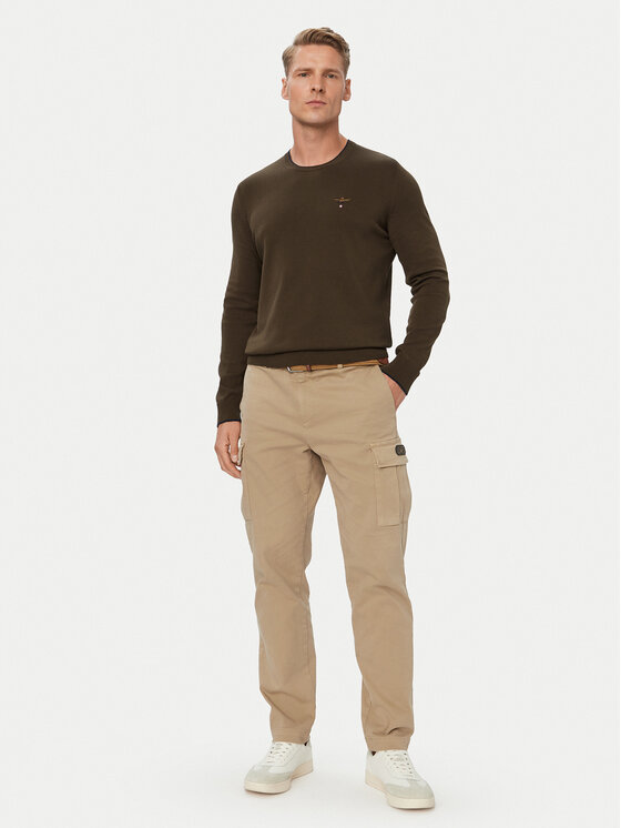 Aeronautica Militare Aeronautica Militare Sweter 262MA1631UL00506 Brązowy Regular Fit