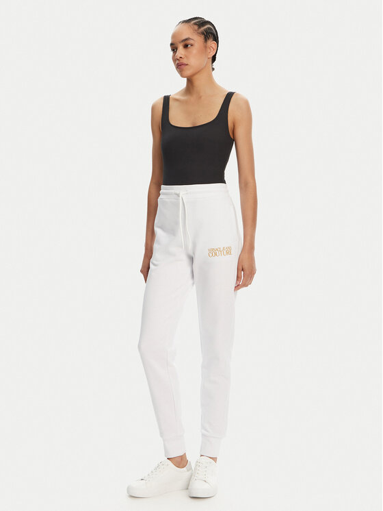 Versace Jeans Couture Versace Jeans Couture Spodnji del trenirke 78HAAT06 Bela Regular Fit