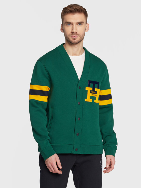 Tommy Hilfiger Tommy Hilfiger Kardigán Icon Monogram MW0MW29333 Zöld Relaxed Fit
