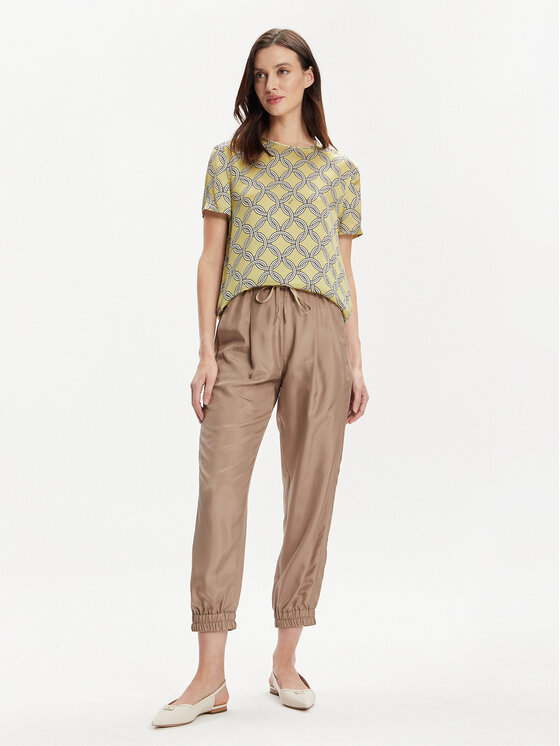 Marella Marella Hlače iz tkanine Galoppo 2413131095 Bež Relaxed Fit