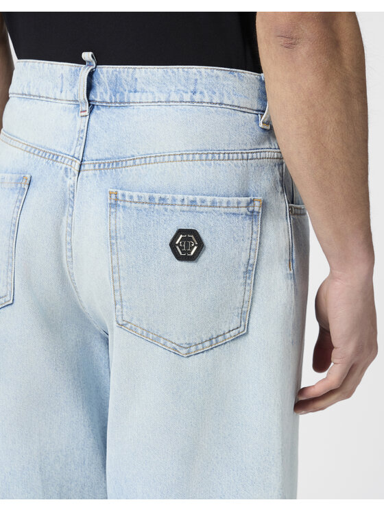 PHILIPP PLEIN PHILIPP PLEIN Szorty jeansowe 30583 Niebieski Loose Fit