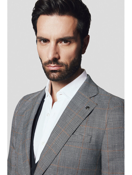 Lancerto Lancerto Marynarka Manteca MA073224000005 Szary Slim Fit