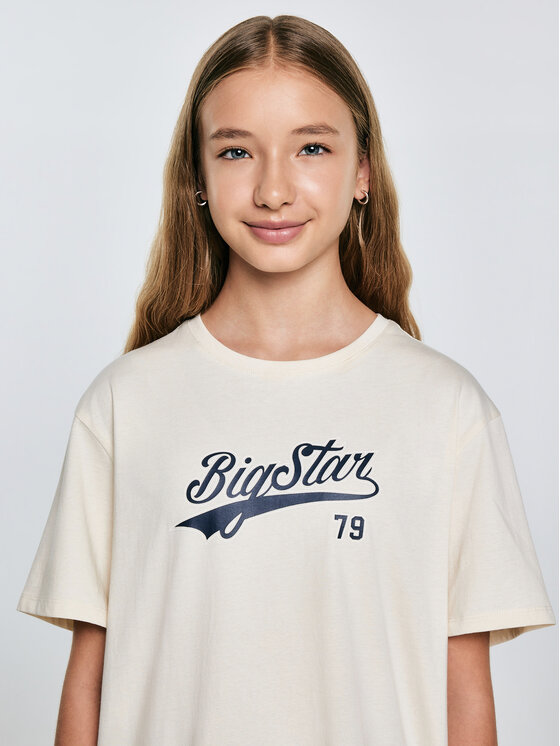 BIG STAR BIG STAR T-Shirt EMILLIA Kremowy Oversize