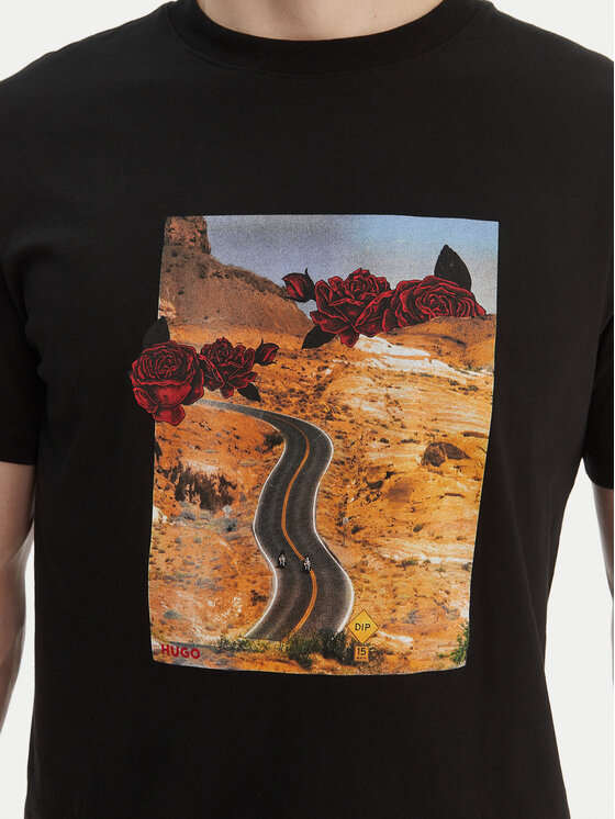 HUGO HUGO T-Shirt Dikerd 50564024 Černá Relaxed Fit