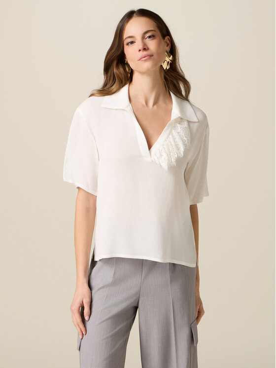 Oltre Oltre Blusa 2515J000761N021 Bianco Regular Fit