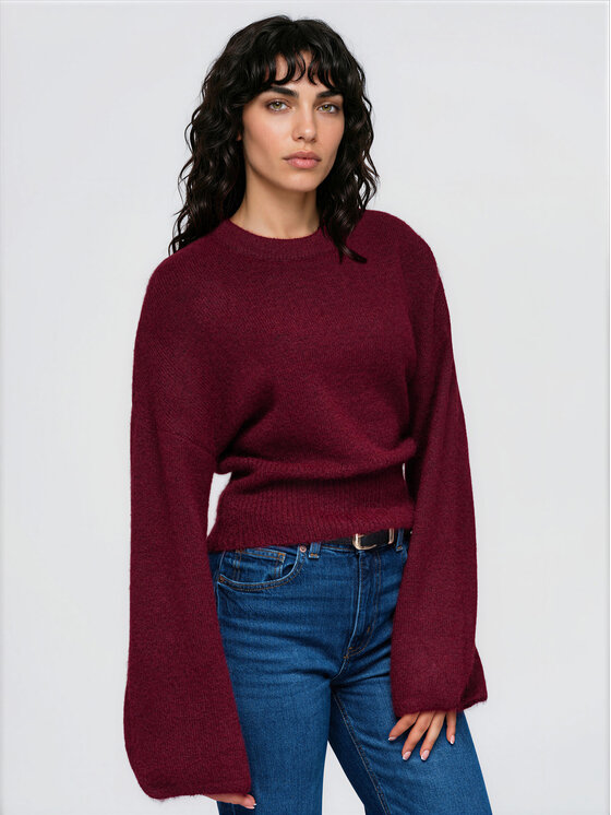 Ombre Ombre Svetr OW-SW-E0062 Bordó Relaxed Fit