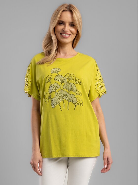 Perso Perso T-Shirt TCE242114F Zielony Regular Fit