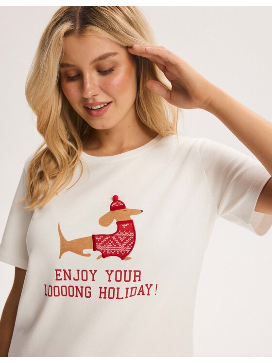 Esotiq Esotiq Piżama 46162 Biały Regular Fit
