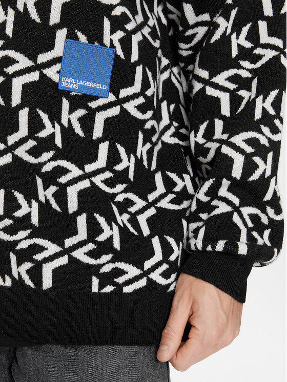Karl Lagerfeld Jeans KARL LAGERFELD Kardigan Klj Monogram Jacquard Cardigan 236D2050 Czarny Regular Fit