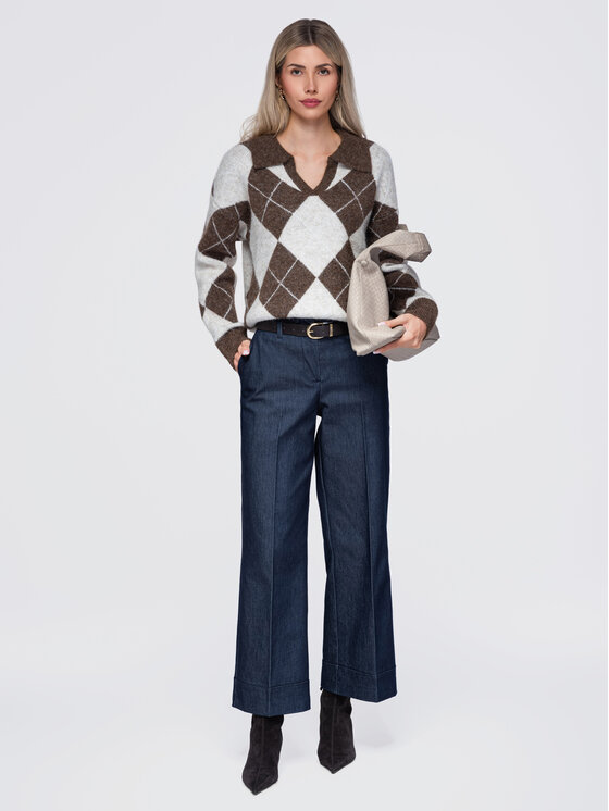 Ombre Ombre Sweter OW-SW-E0019 Beżowy Relaxed Fit