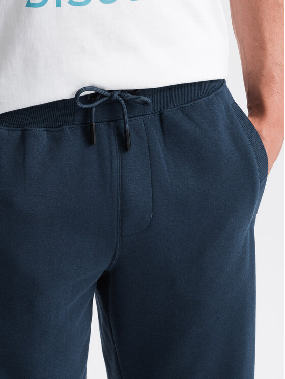 Ombre Ombre Šortky z materiálu OM-SRBS-0149 Tmavomodrá Regular Fit