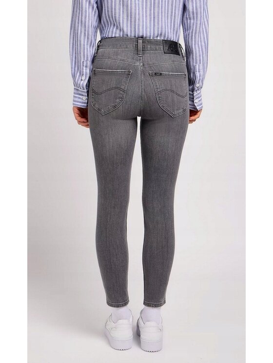 Lee Lee Jeansy Scarlett High Zip Szary Skinny Fit