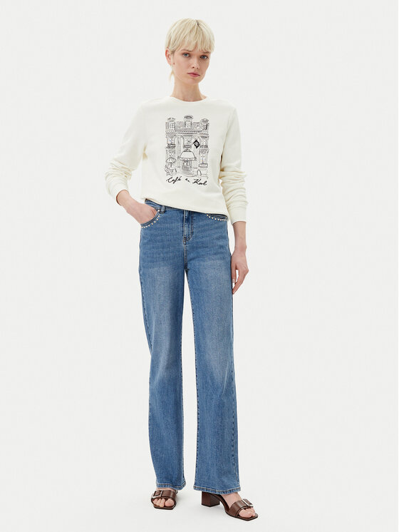 KARL LAGERFELD KARL LAGERFELD Mikina A2W20057 Écru Regular Fit