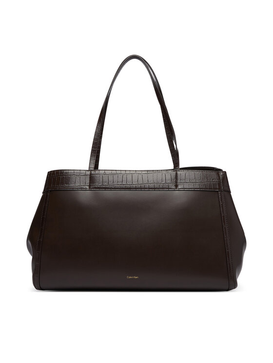 Calvin Klein Calvin Klein Torebka Ck Croc Snap Large Tote LV04F3904G Brązowy ciemny