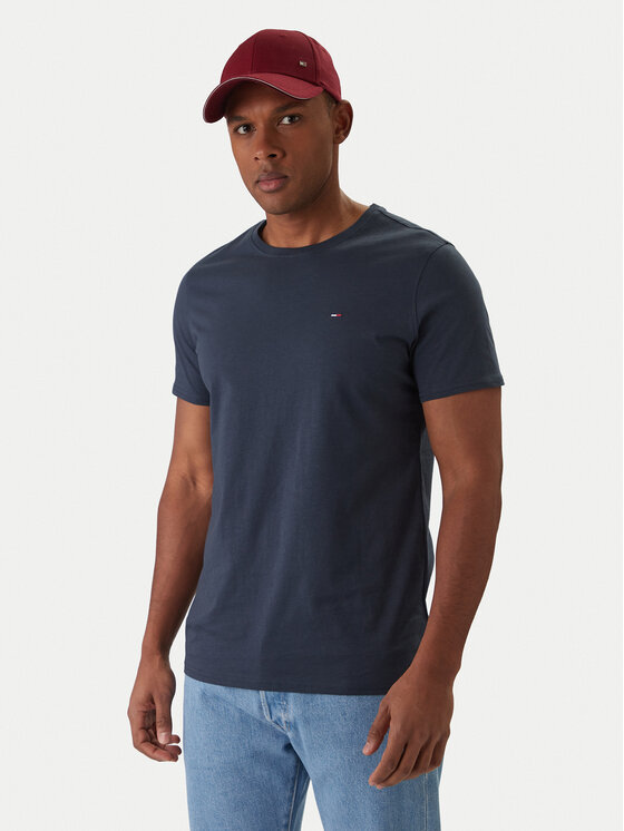 Tommy Jeans Tricou DM0DM04411 Bleumarin Slim Fit