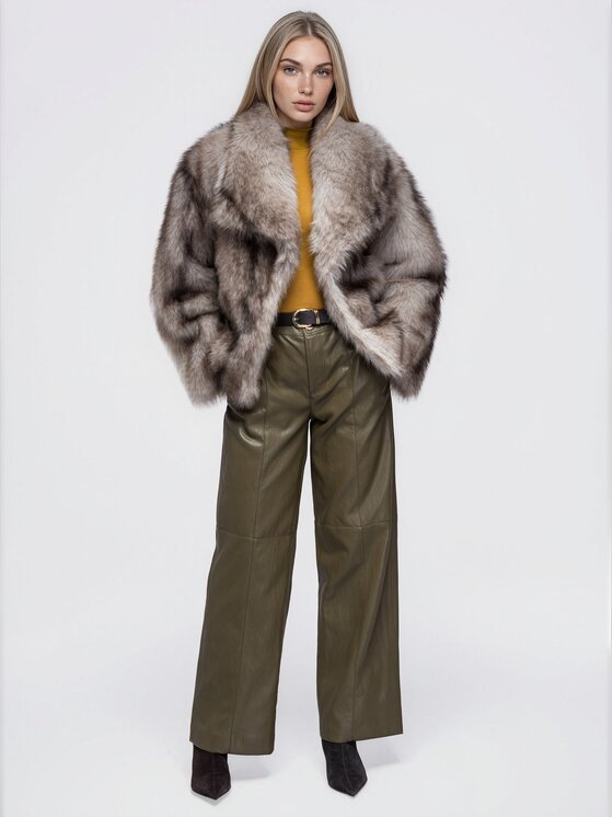 Ombre Ombre Futro OW-FR-E0004 Szary Oversize