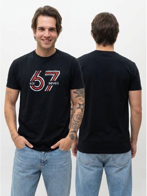 MyStars MyStars T-Shirt Six Seven 67 viral koszulka na prezent 130638 Czarny Regular Fit
