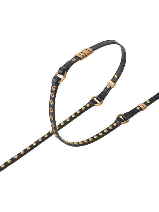 PINKO PINKO Pasek H1 DOUBLE BELT+EMBELLISHMENTS. Czarny