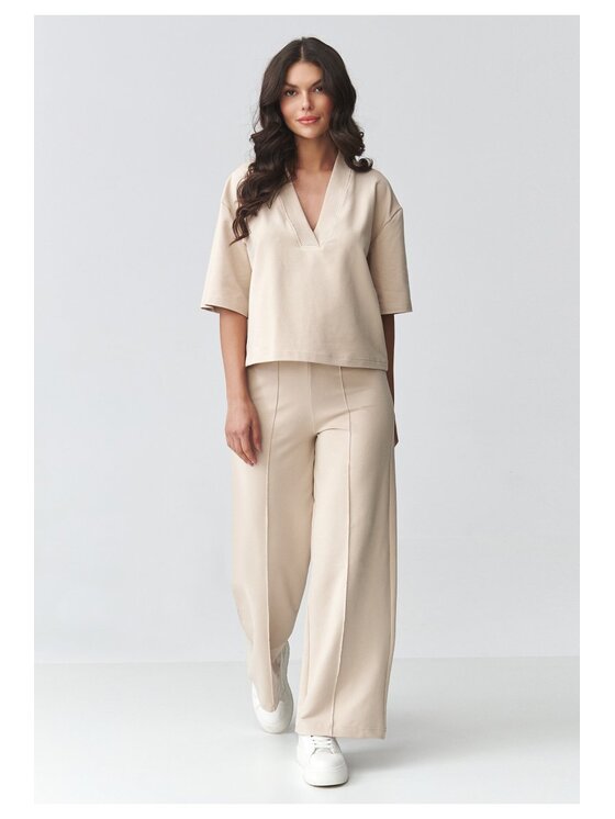 Makadamia Makadamia Dres M921 Beżowy Loose Fit