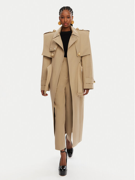 Balmain Balmain Trencz DF0TL155CF48 Beżowy Regular Fit