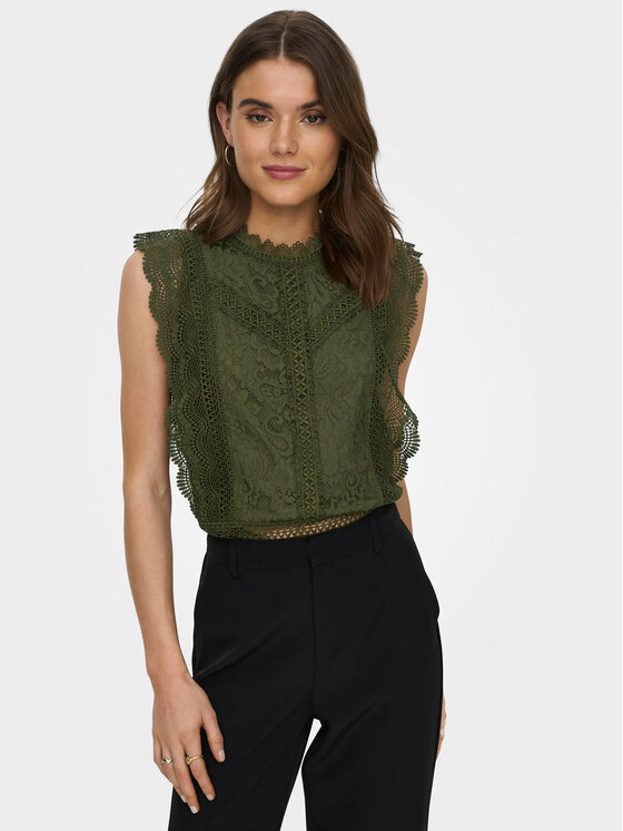 ONLY ONLY Bluse Karo 15204604 Grün Regular Fit