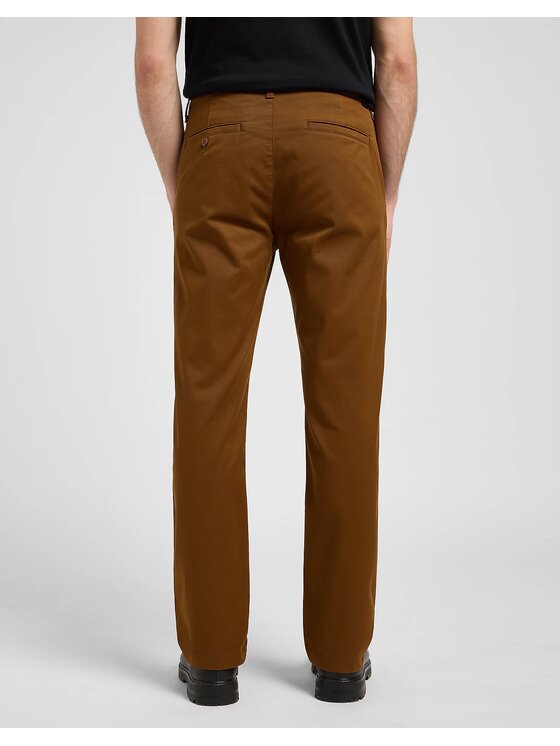 Lee Lee Chinosy REGULAR CHINO Brązowy Straight Fit