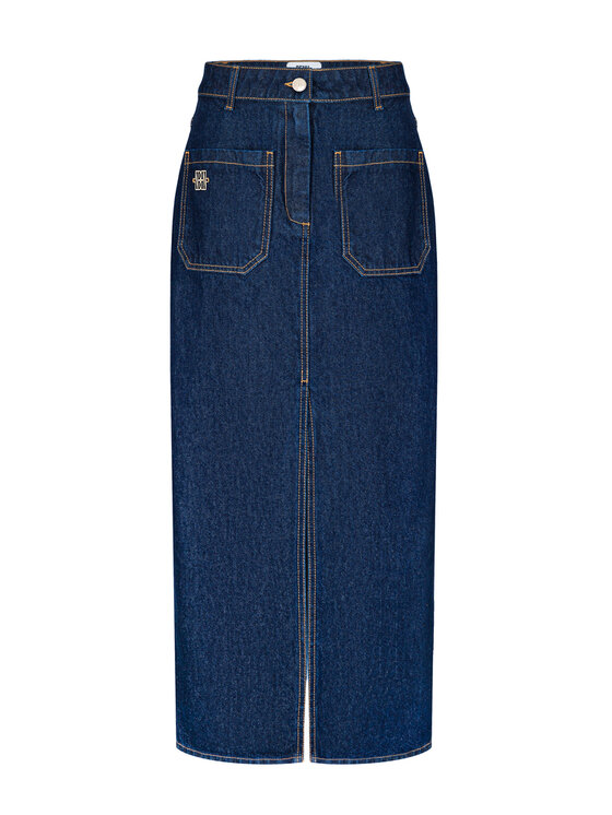 BENU BENU Spódnica jeansowa Prosta Granatowy Slim Fit