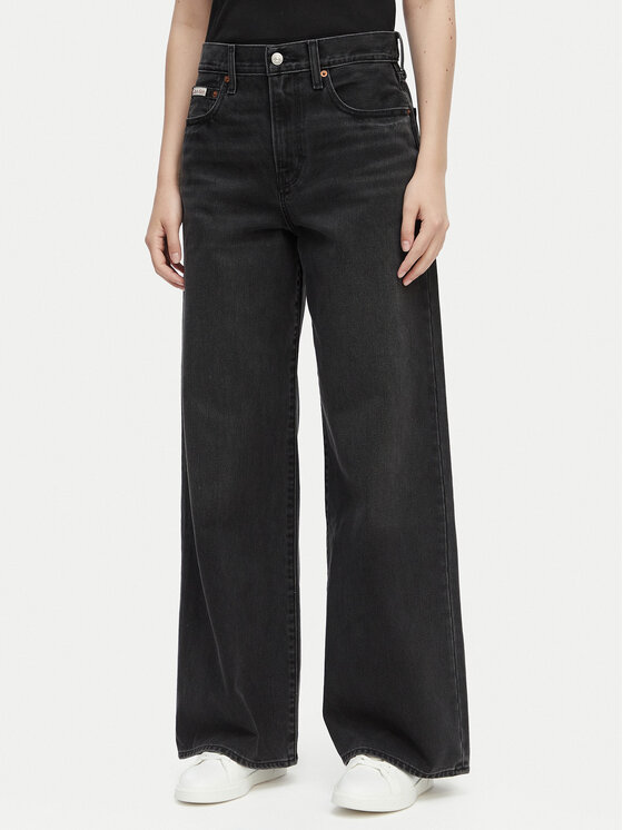 Calvin Klein Jeans Farmer LV047E700G Fekete Wide Leg