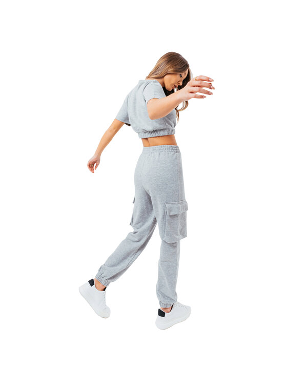 HYPE HYPE Pantaloni da tuta Justhype Sweat Crop T-Shirt-Cargo Joggers Grigio Regular Fit
