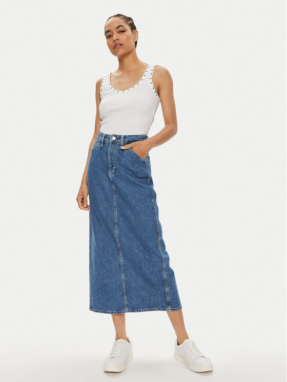 Calvin Klein Jeans Calvin Klein Jeans Džínsová sukňa J20J223680 Modrá Regular Fit