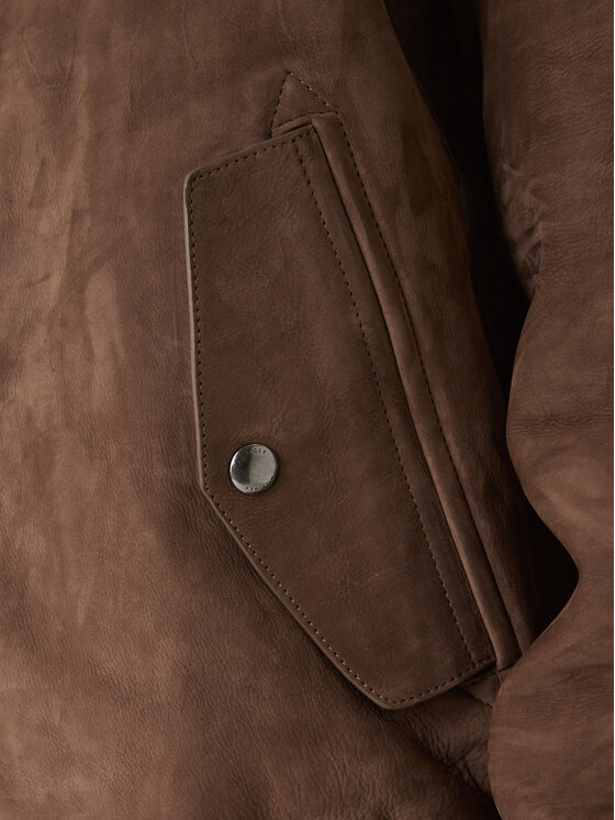 Tommy Hilfiger Tommy Hilfiger Ādas jaka Harrington MW0MW42976 Brūns Regular Fit