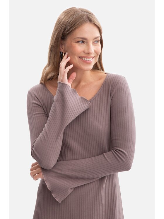 BeWear BeWear Sukienka dzianinowa b308 Brązowy Baggy Fit