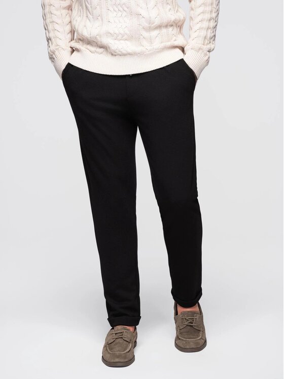 Ombre Ombre Spodnie materiałowe OM-PACP-0283 Czarny Regular Fit