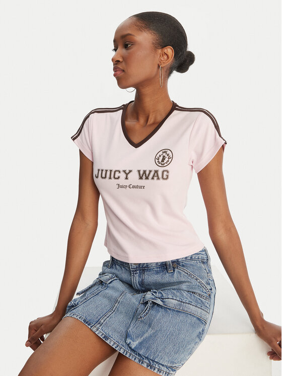 Juicy Couture Juicy Couture T-Shirt Juicy Wag JCWCT126319 Różowy Slim Fit