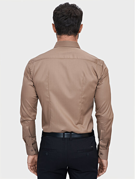 Evenemen Evenemen Koszula Punto G2 Twill Brązowy Slim Fit