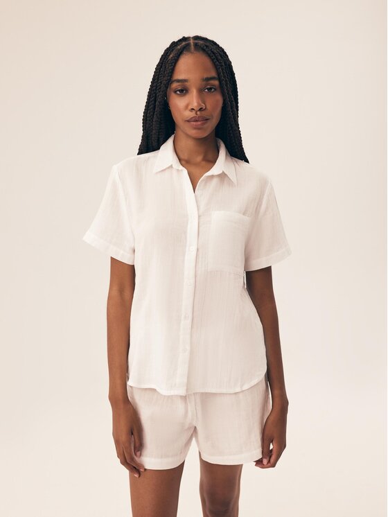 Esotiq Esotiq Komplet polo i spodenki 43142 Biały Regular Fit