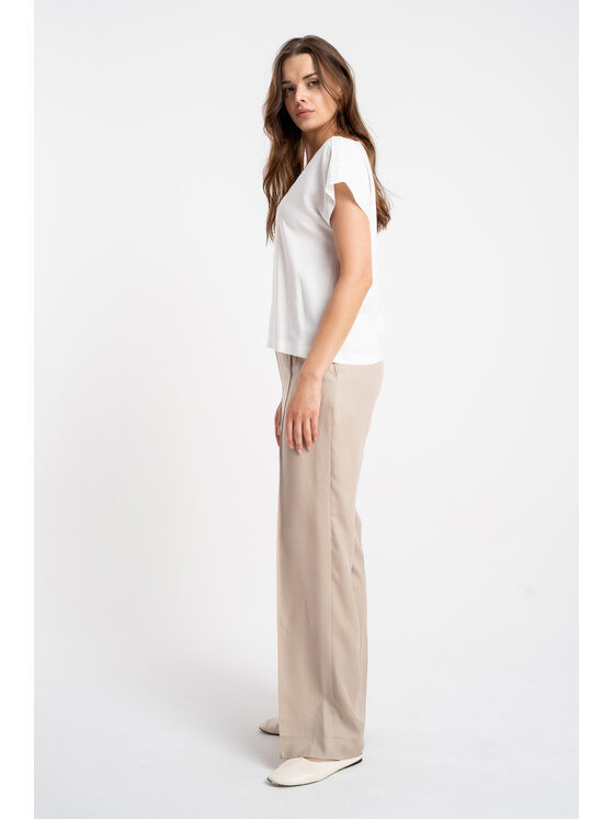 CLICK CLICK Spodnie materiałowe 30-362 Beżowy ciemny Comfortable Fit