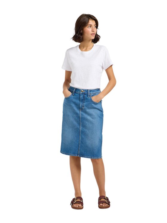 Lee Lee Spódnica jeansowa 112365725 Niebieski Regular Fit