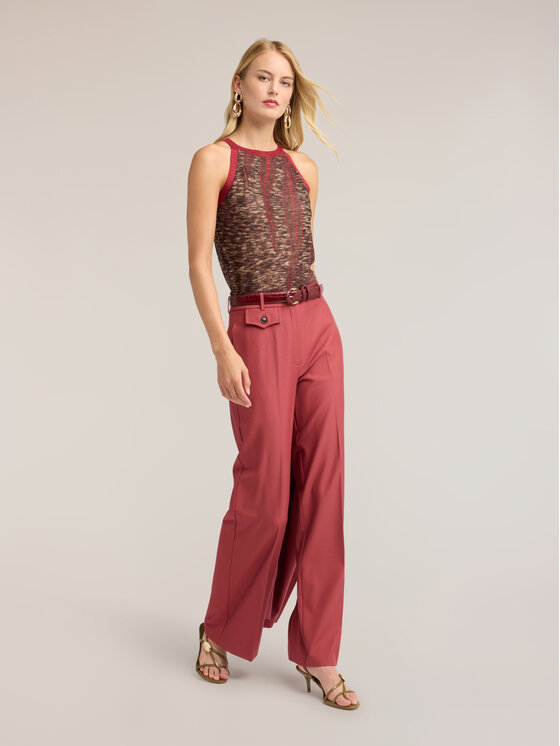 Motivi Motivi Spodnie materiałowe P03PQ004767N036 Czerwony Flare Fit