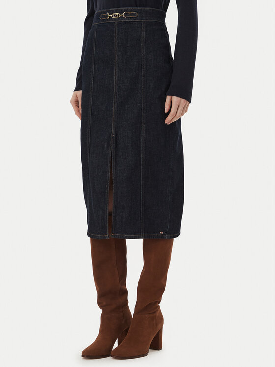 Tommy Hilfiger Tommy Hilfiger Дънкова пола WW0WW51436 Тъмносин Slim Fit