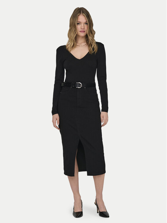 ONLY ONLY Spódnica jeansowa Siri 15324365 Czarny Regular Fit
