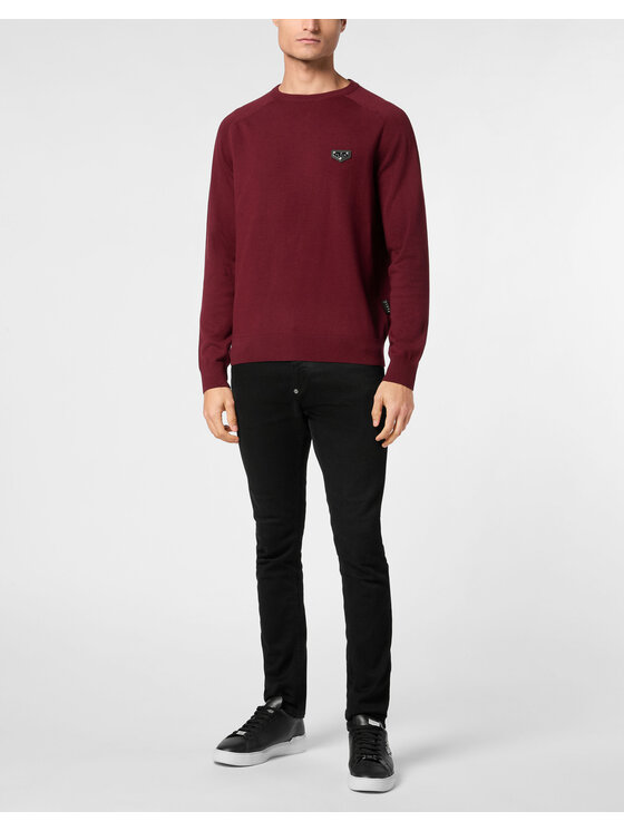 PHILIPP PLEIN PHILIPP PLEIN Sweter 199 Bordowy Regular Fit
