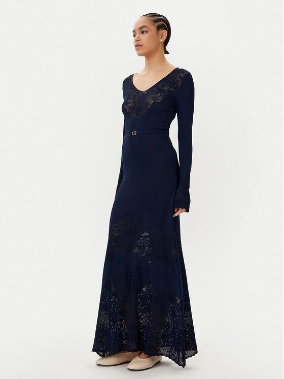 TWINSET TWINSET Trikotažinė suknelė 251TP3240 Tamsiai mėlyna Slim Fit