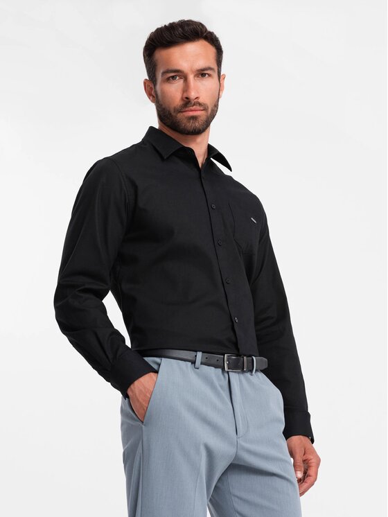Ombre Ombre Košile OM-SHCS-0147 Černá Regular Fit