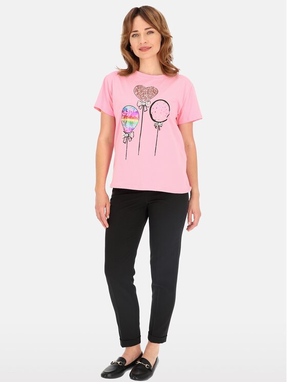 Perso Perso T-Shirt TCE245285F Růžová Regular Fit