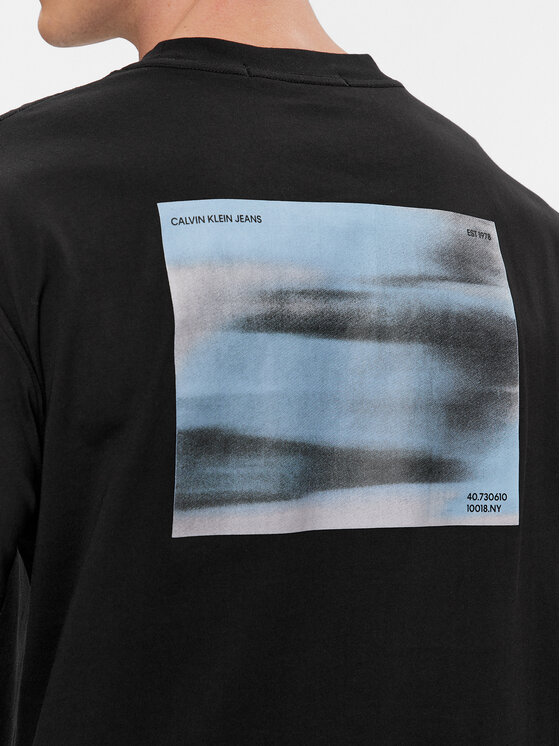 Calvin Klein Jeans Calvin Klein Jeans Majica dugih rukava Spray J30J324642 Crna Relaxed Fit