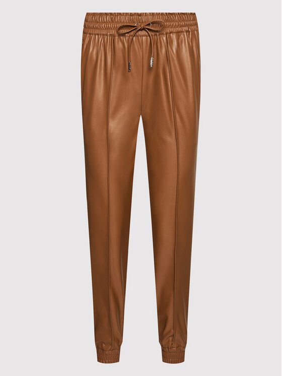 Guess Pantalon en simili cuir Letizia W1YB98 WE0C0 Marron Jogger Fit Modivo