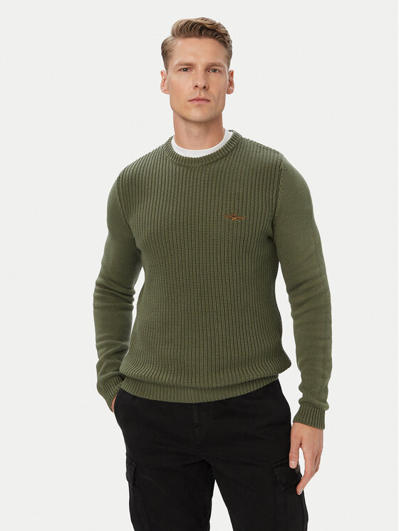 Aeronautica Militare Pulover 262MA1571UL00409 Kaki Regular Fit