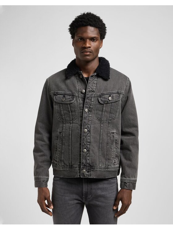 Lee Lee Kurtka jeansowa SHERPA JACKET Szary Regular Fit